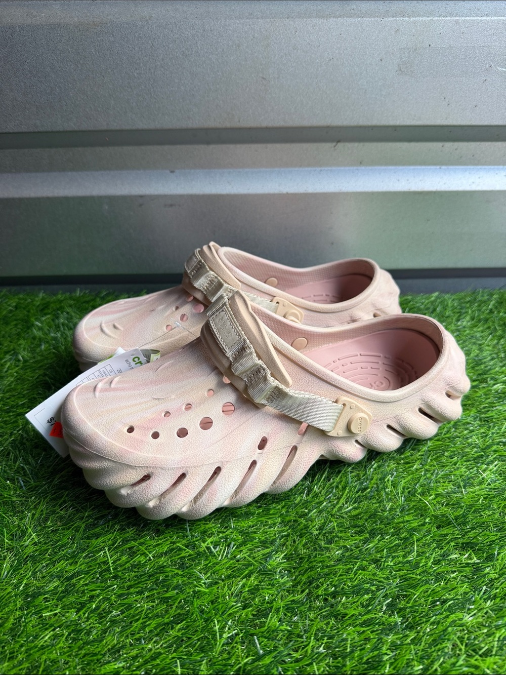 CROCS Women's Pale Pink Vented Mules with Adjustable Strap
